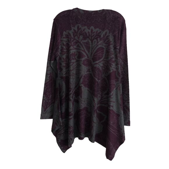 Soft Surroundings Women's Tunic Knit Top Size L Floral Purple Lagenlook Stretch - Picture 2 of 9